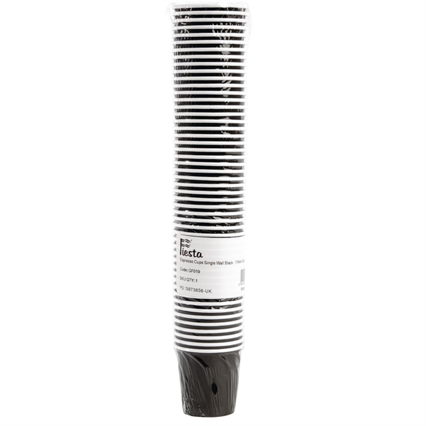 Fiesta Recyclable Hot Cup Single Wall Black 114ml (50 Pack)