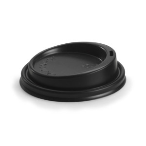 BioPak PS Plastic Lids for BioPak BioCups 90mm Black (1000 Pack)