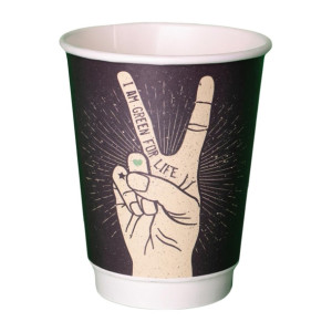 Detpak Grasp the Moment 90mm Double Wall PLA Hot Cup - 360ml (Pack 500)