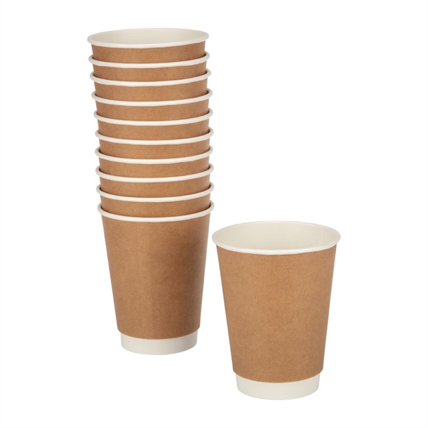 Fiesta Recyclable Hot Cup Double Wall Kraft 340ml (25 Pack)