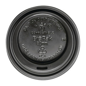 BioPak PLA Lids for BioPak BioCups 80mm Black (1000 Pack)