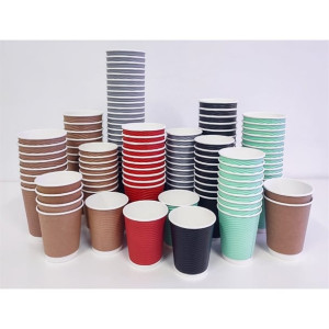 Fiesta Recyclable Hot Cup Ripple Wall Charcoal 340ml (25 Pack)