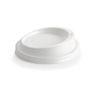 BioPak PS Plastic Lids for BioPak BioCups 90mm White (1000 Pack)
