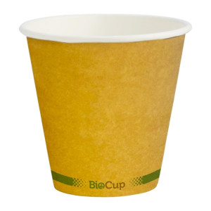 BioPak Hot Paper BioCup Single Wall Green Stripe 280ml / 90mm Kraft (Pack 1000)