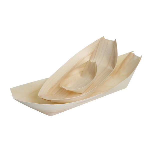 Fiesta Compostable Wooden Sushi Boats Large 250mm (100 Pack)