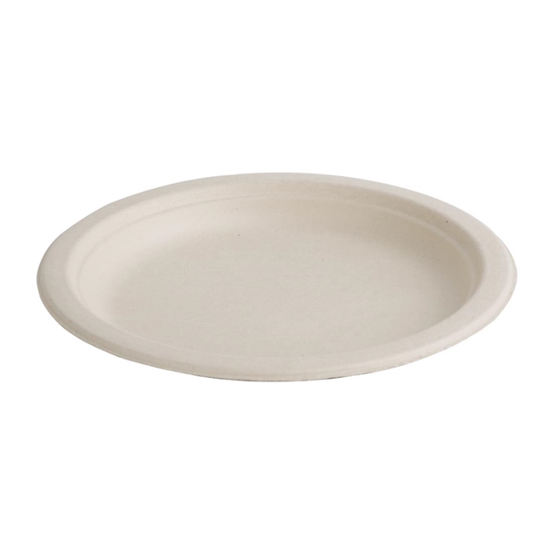 Fiesta Compostable Bagasse Round Plate Natural 179mm (50 Pack)