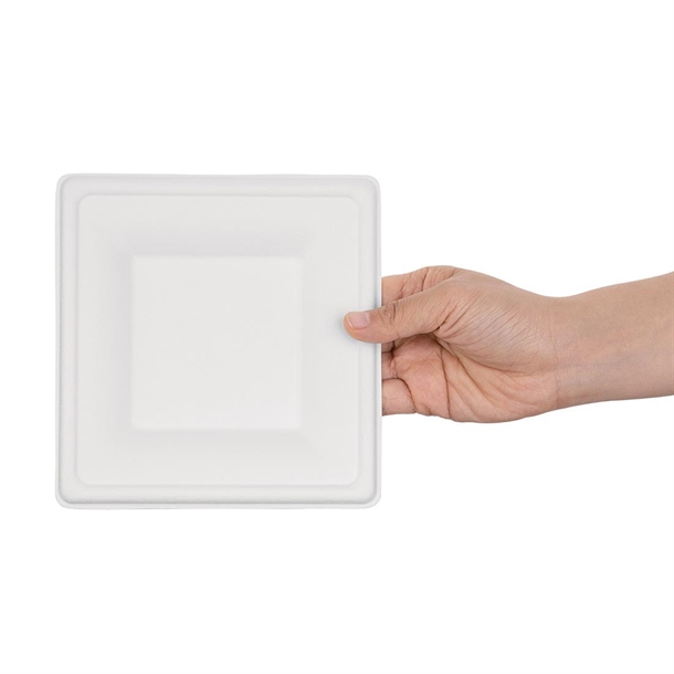 Fiesta Compostable Bagasse Square Plate 159mm (50 Pack)