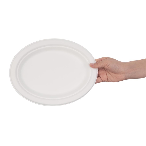 Fiesta Compostable Bagasse Oval Plate 198mm (50 Pack)