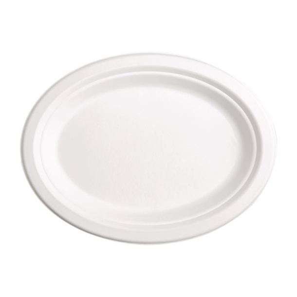 Fiesta Compostable Bagasse Oval Plate 198mm (50 Pack)