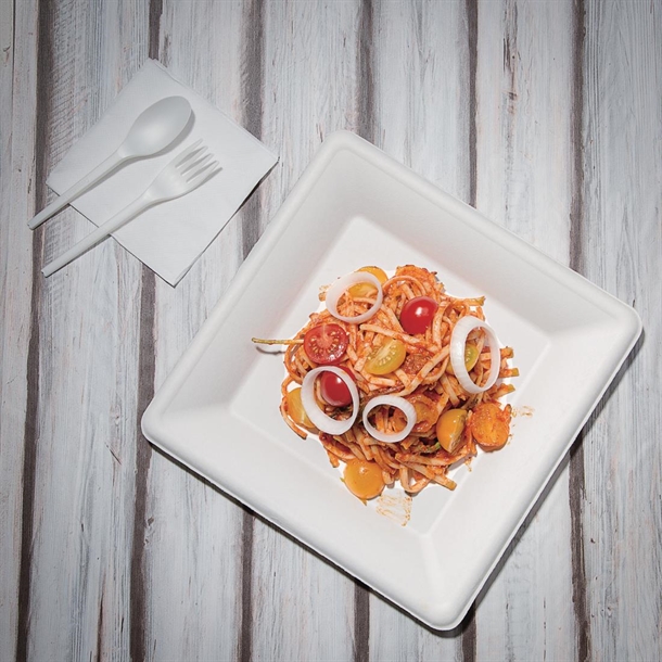 Fiesta Compostable Bagasse Square Plate 261mm (50 Pack)