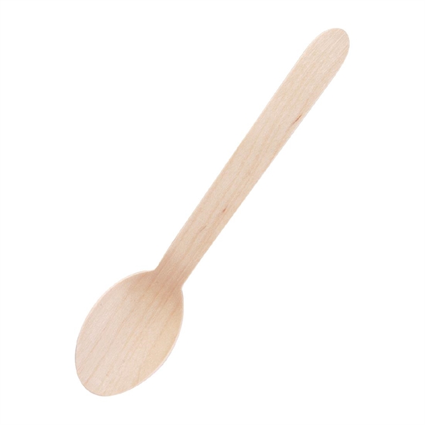 Fiesta Compostable Biodegradable Disposable Wooden Dessert Spoons (100 Pack)