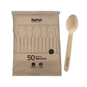 BioPak BioCutlery Wooden Spoon - 16cm (50 Pack)