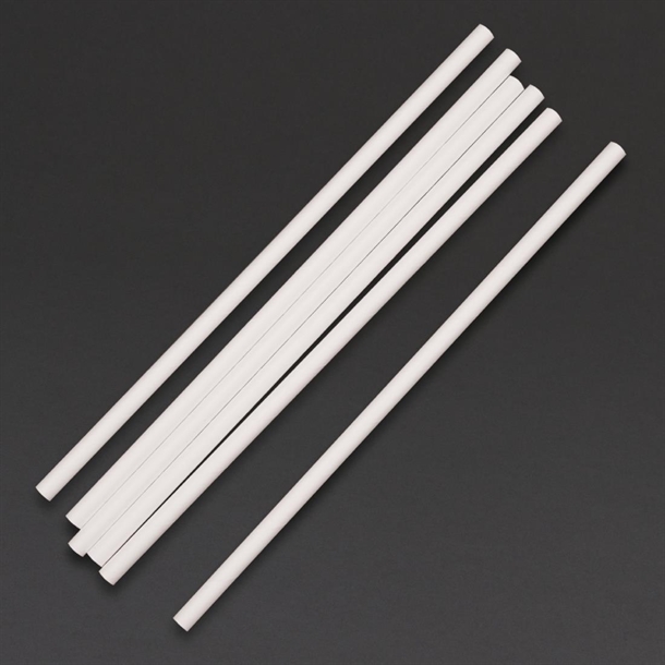 Fiesta Compostable Paper Straws White 6mm (250 Pack)