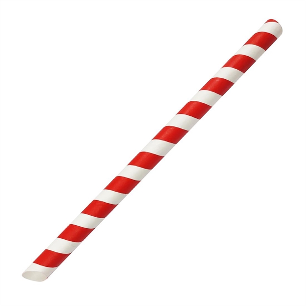 Fiesta Compostable Bubble Tea Straw Red & White 12x210mm (150 Pack)
