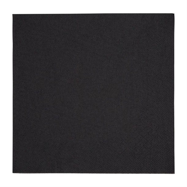Fiesta Recyclable Dinner Napkin Black 400x400mm 3ply 1/4 Fold (1000 Pack)