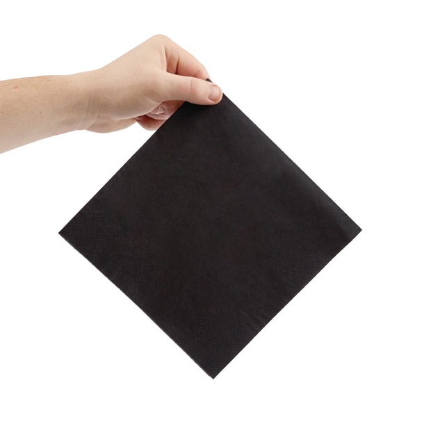 Fiesta Recyclable Dinner Napkin Black 400x400mm 3ply 1/4 Fold (1000 Pack)
