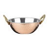 Olympia Copper Kadai Dish Stainless Steel Brass Handles 400ml