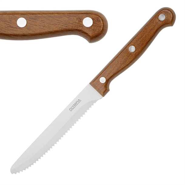 Olympia Rounded Steak Knives Wood Effect Handle (12 Pack)