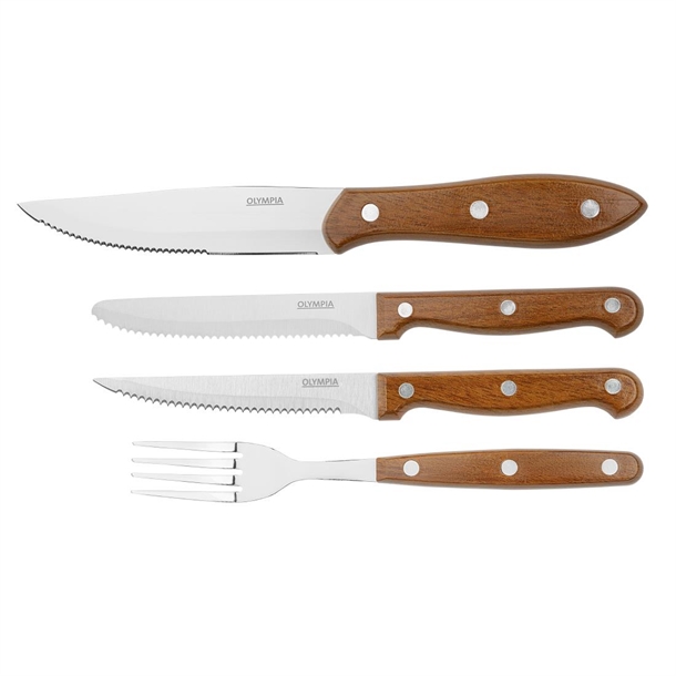 Olympia Rounded Steak Knives Wood Effect Handle (12 Pack)