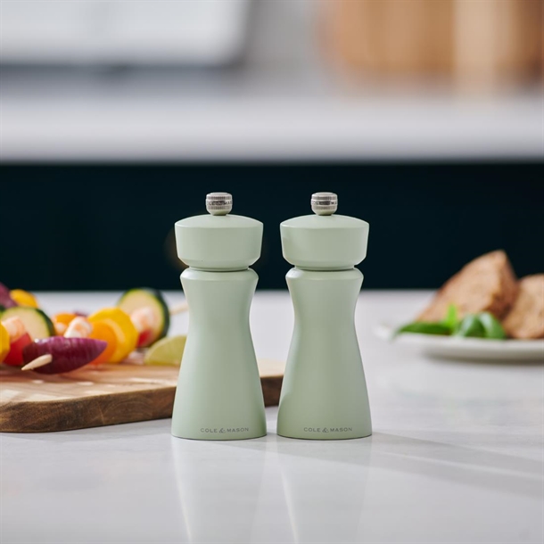 Cole & Mason Kenton Rubberwood Salt & Pepper Mill Sage 60x150mm