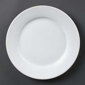 Olympia Whiteware Wide Rimmed Plates 250mm (12 Pack)