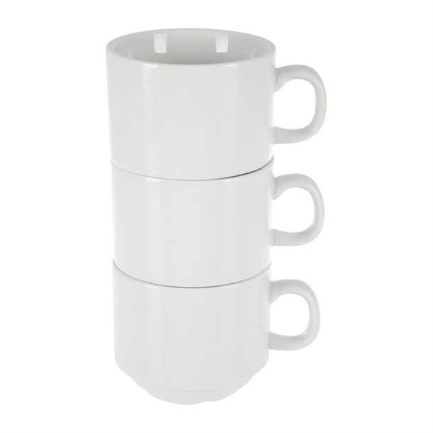 Olympia Whiteware Stacking Tea Cups 7oz 200ml (12 Pack)