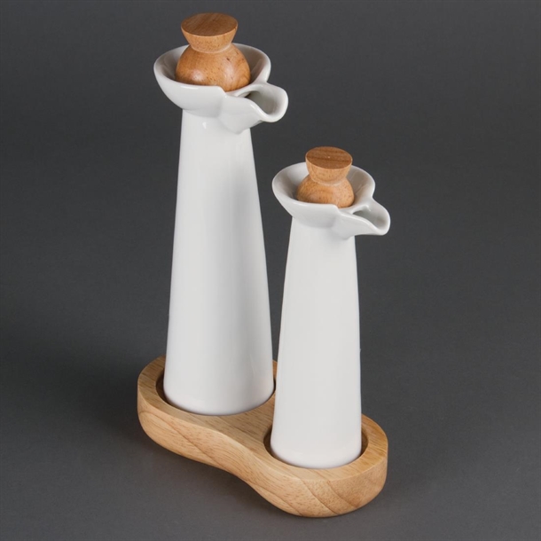 Olympia Whiteware Vinegar and Oil Bottle Set