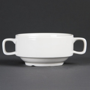Olympia Whiteware Soup Bowls With Handles 400ml (6 Pack)