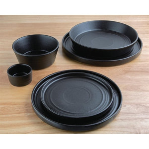 Olympia Cavolo Textured Black Flat Round Plate 270(Ø Pack)mm (4 Pack)