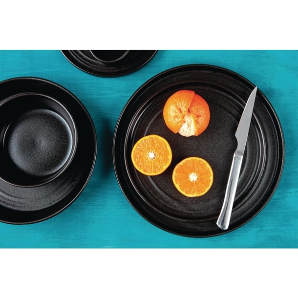 Olympia Cavolo Textured Black Flat Round Plate 270(Ø Pack)mm (4 Pack)