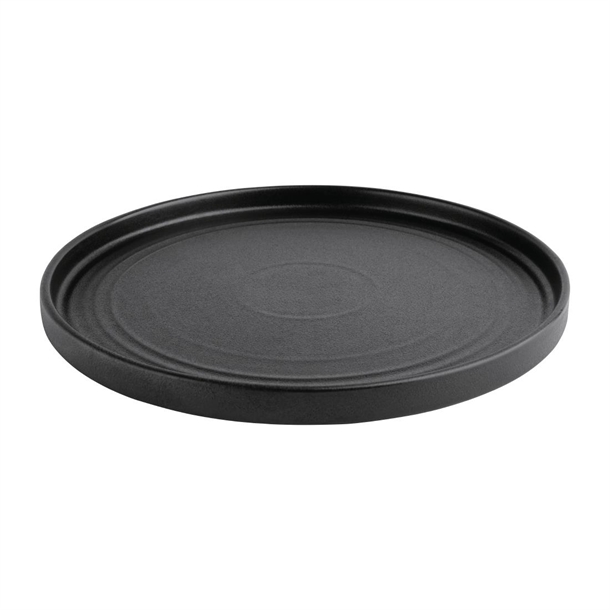 Olympia Cavolo Textured Black Flat Round Plate 270(Ø Pack)mm (4 Pack)