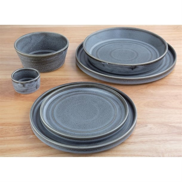 Olympia Cavolo Flat Round Bowls Charcoal Dusk 220mm (4 Pack)