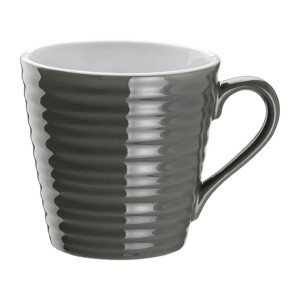 Olympia Cafe Mug Charcoal Ripple - 340ml (Box 6)