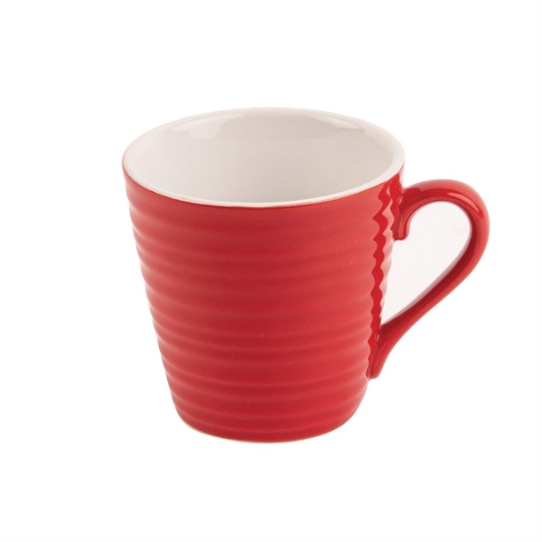 Olympia Cafe Mug Red Ripple - 340ml (Box 6)