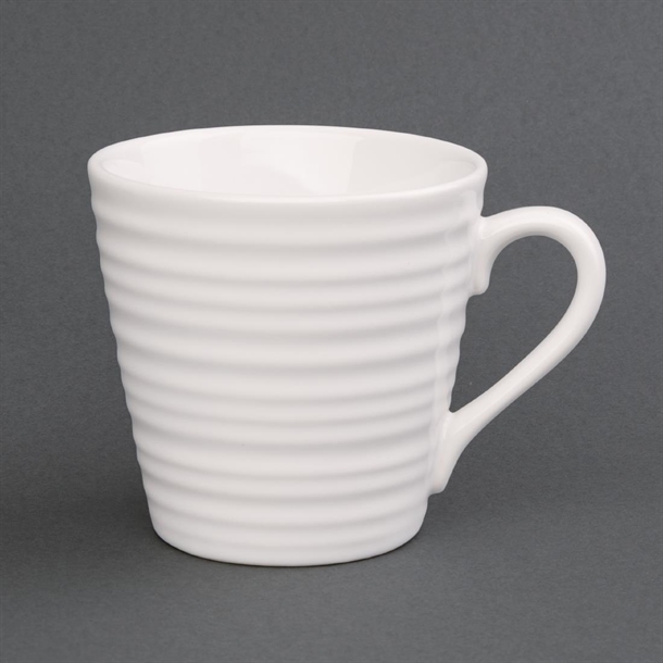 Olympia Cafe Mug White Ripple - 340ml (Box 6)